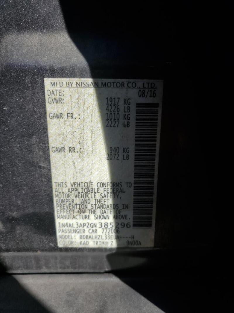 2016 NISSAN ALTIMA 2.5 - 1N4AL3AP2GN385296 | SeoVin.biz