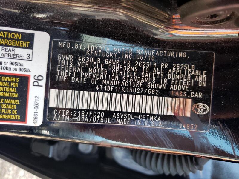 2017 TOYOTA CAMRY LE - 4T1BF1FK1HU277682 | SeoVin.biz