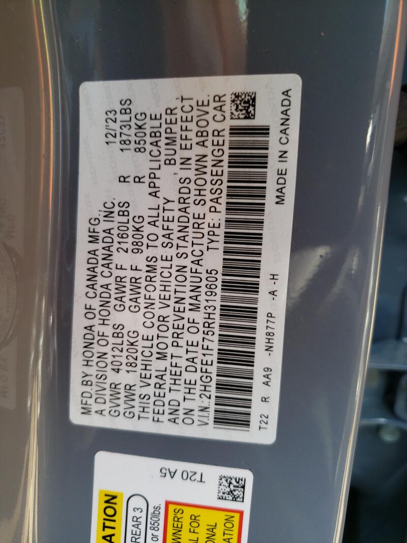 2024 HONDA CIVIC EX - 2HGFE1F75RH319605 | SeoVin.biz