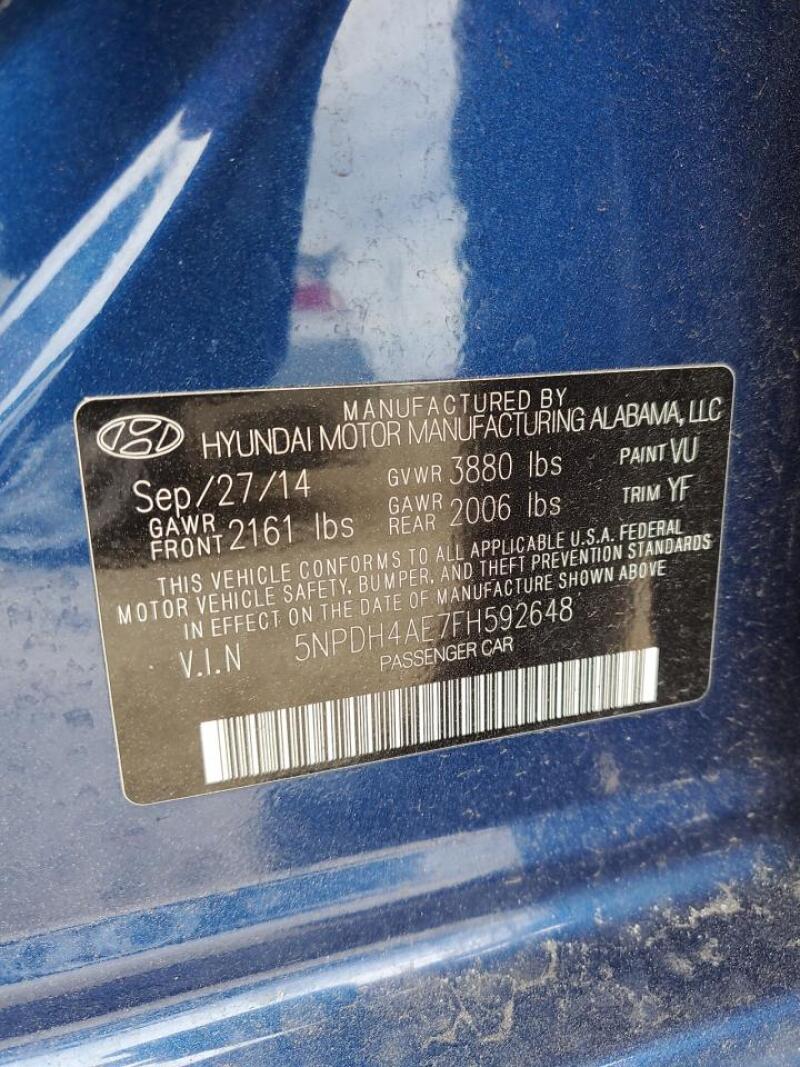 2015 HYUNDAI ELANTRA SE - 5NPDH4AE7FH592648 | SeoVin.biz