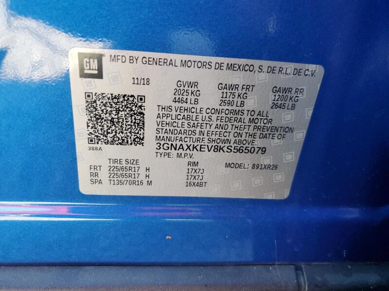 2019 CHEVROLET EQUINOX LT - 3GNAXKEV8KS565079 | SeoVin.biz
