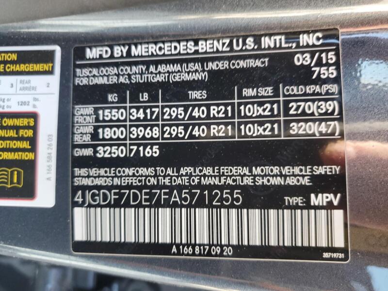 2015 MERCEDES-BENZ GL 550 4MATIC - 4JGDF7DE7FA571255 | SeoVin.biz