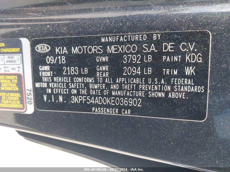 2019 KIA FORTE EX - 3KPF54AD0KE036902 | SeoVin.biz