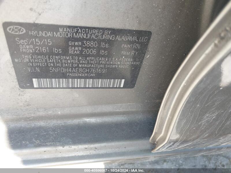 2016 HYUNDAI ELANTRA LIMITED - 5NPDH4AE8GH761691 | SeoVin.biz