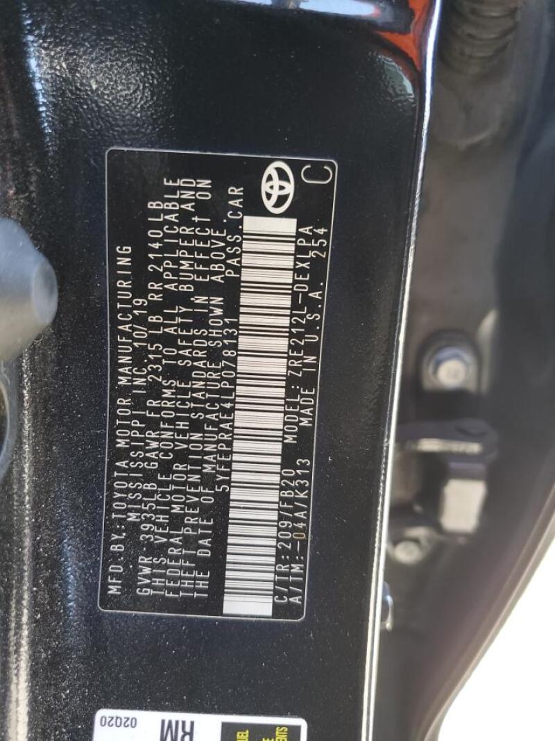 2020 TOYOTA COROLLA LE - 5YFEPRAE4LP078131 | SeoVin.biz