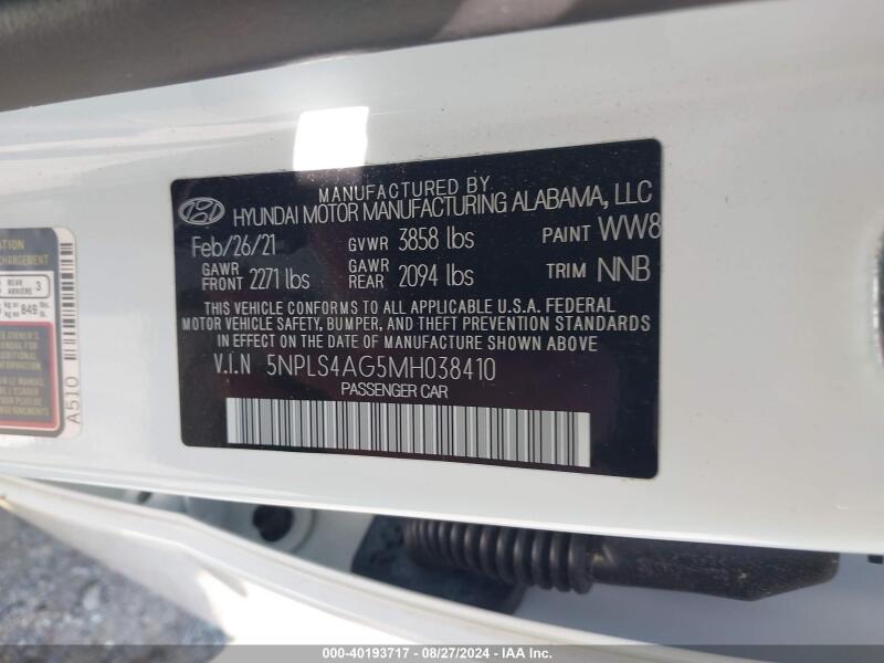 2021 HYUNDAI ELANTRA SEL - 5NPLS4AG5MH038410 | SeoVin.biz