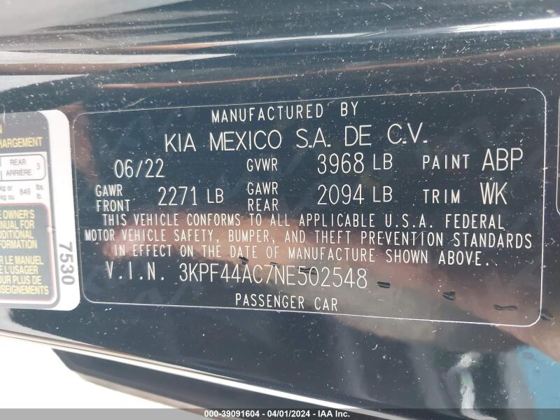 2022 KIA FORTE GT - 3KPF44AC7NE502548 | SeoVin.biz
