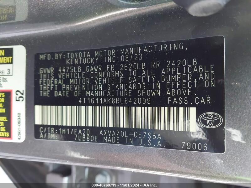 2024 TOYOTA CAMRY SE - 4T1G11AK8RU842099 | SeoVin.biz