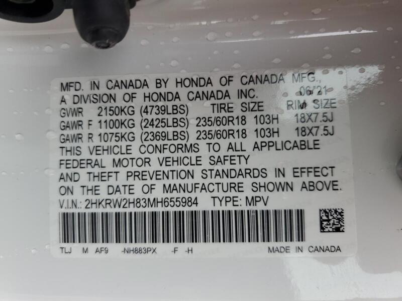 2021 HONDA CR-V EXL - 2HKRW2H83MH655984 | SeoVin.biz