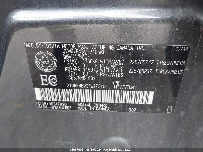 2015 TOYOTA RAV4 - 2T3RFREV3FW272402 | SeoVin.biz