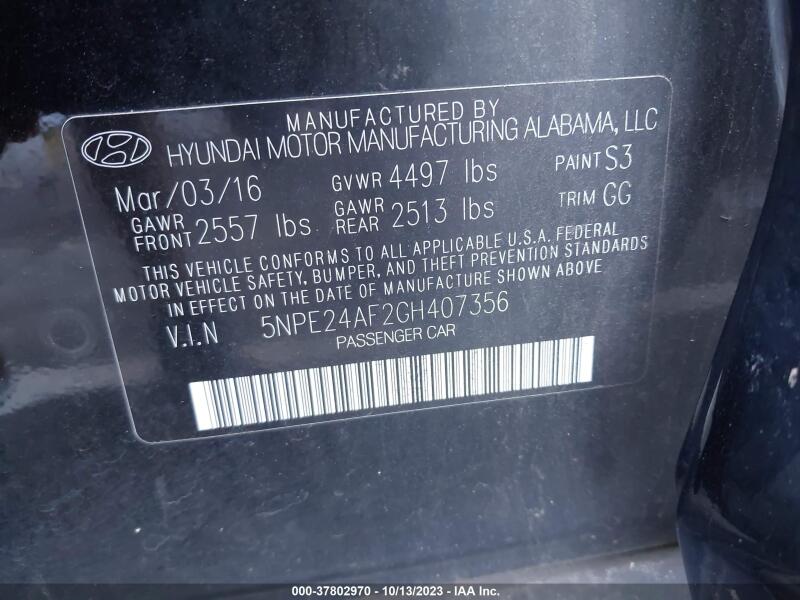 2016 HYUNDAI SONATA SE - 5NPE24AF2GH407356 | SeoVin.biz