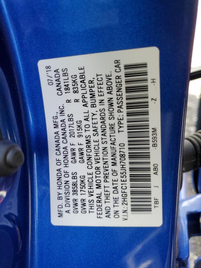 2018 HONDA CIVIC SI - 2HGFC1E55JH708710 | SeoVin.biz