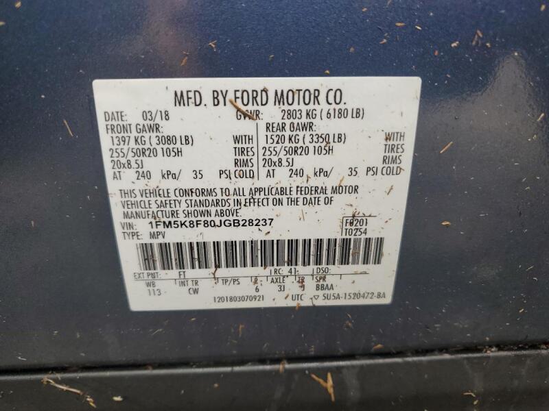 2018 FORD EXPLORER LIMITED - 1FM5K8F80JGB28237 | SeoVin.biz