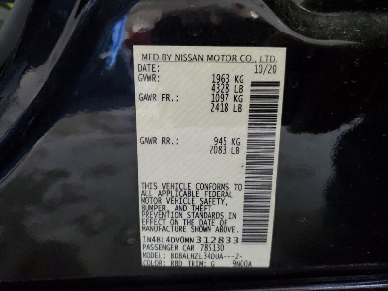 2021 NISSAN ALTIMA SV - 1N4BL4DV0MN312833 | SeoVin.biz