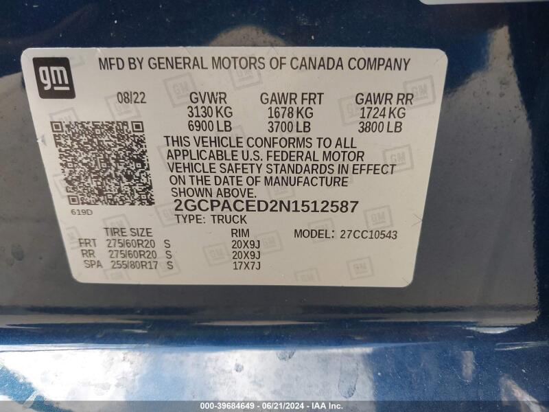 2022 CHEVROLET SILVERADO 1500 2WD SHORT BED LT - 2GCPACED2N1512587 | SeoVin.biz