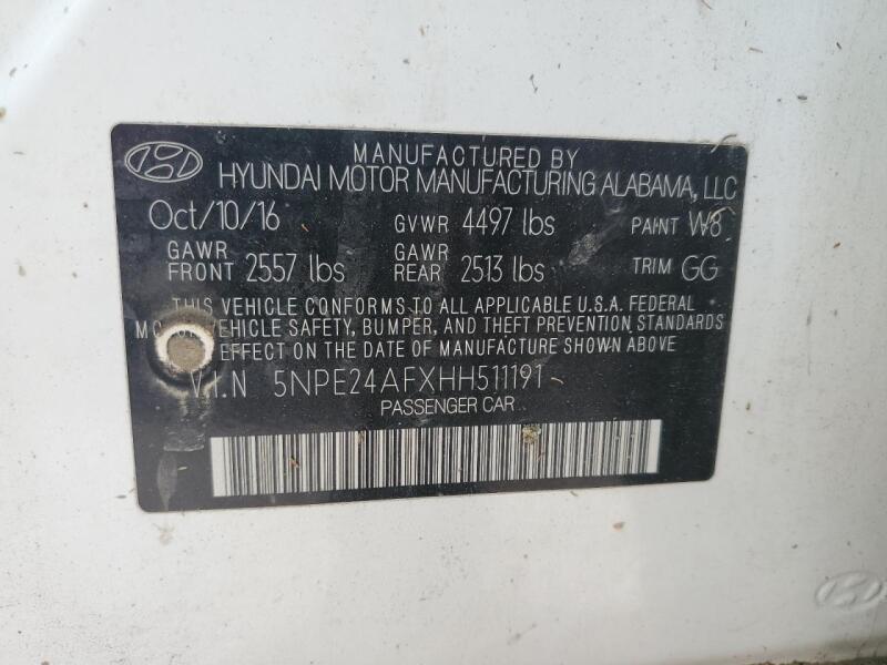 2017 HYUNDAI SONATA SE - 5NPE24AFXHH511191 | SeoVin.biz