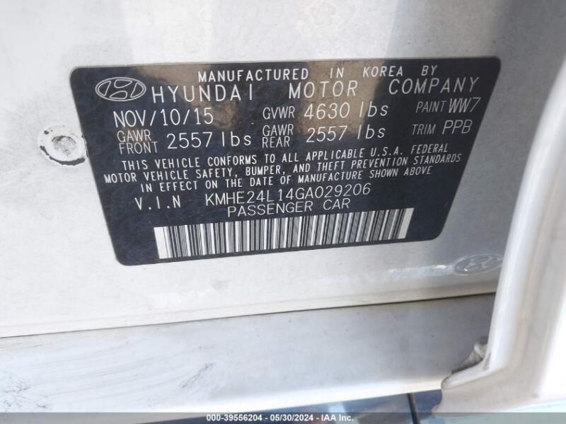 2016 HYUNDAI SONATA HYBRID SE - KMHE24L14GA029206 | SeoVin.biz