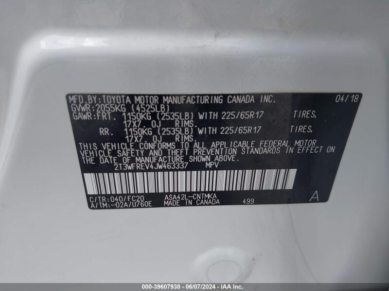 2018 TOYOTA RAV4 XLE - 2T3WFREV4JW463337 | SeoVin.biz