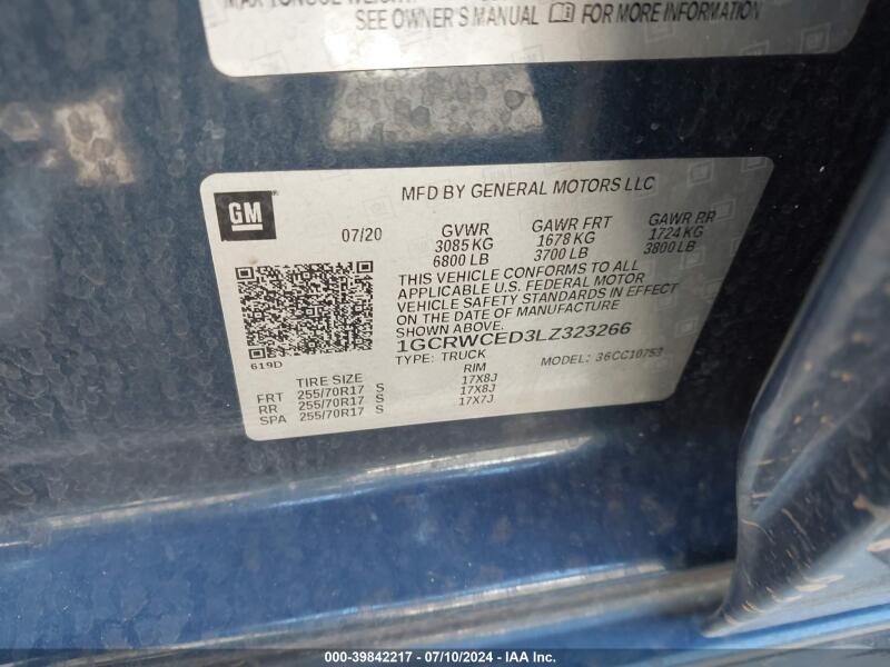 2020 CHEVROLET SILVERADO 1500 2WD DOUBLE CAB STANDARD BED LT - 1GCRWCED3LZ323266 | SeoVin.biz