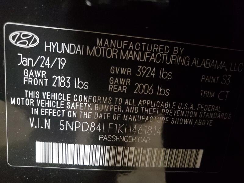 2019 HYUNDAI ELANTRA SEL - 5NPD84LF1KH461814 | SeoVin.biz