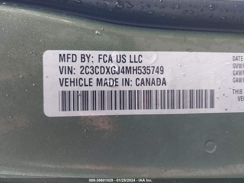 2021 DODGE CHARGER SCAT PACK RWD - 2C3CDXGJ4MH535749 | SeoVin.biz