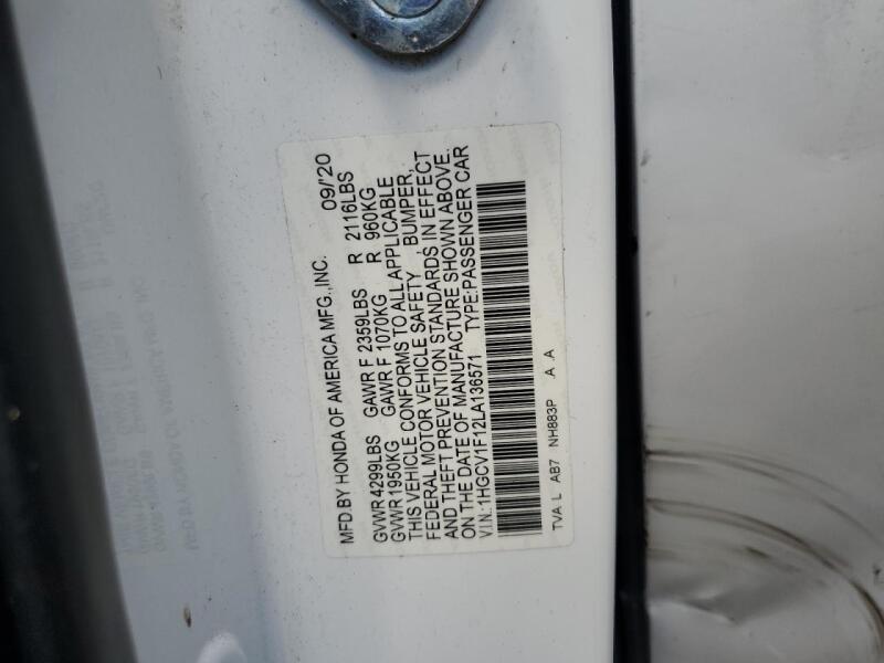 2020 HONDA ACCORD LX - 1HGCV1F12LA136571 | SeoVin.biz