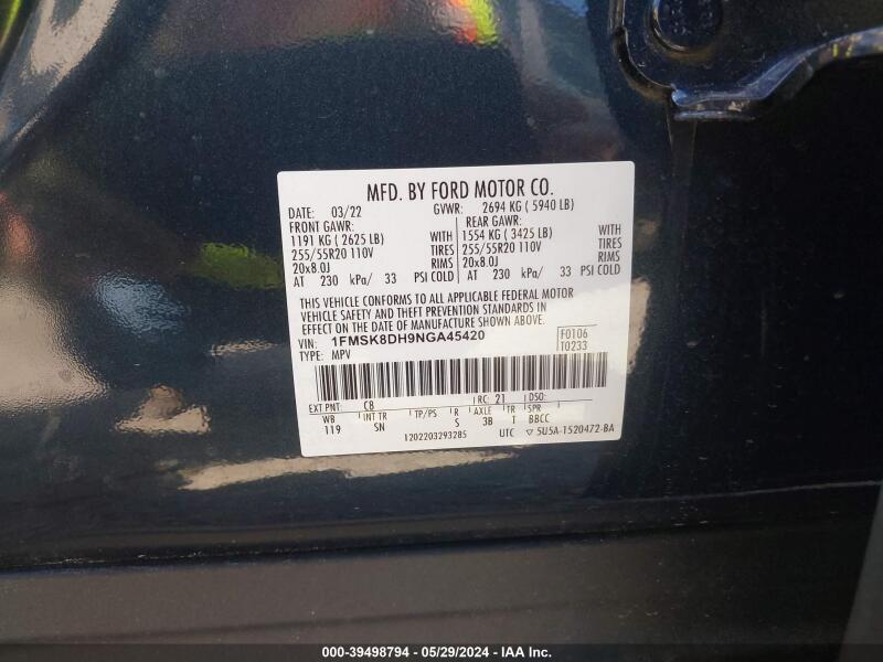 2022 FORD EXPLORER XLT - 1FMSK8DH9NGA45420 | SeoVin.biz