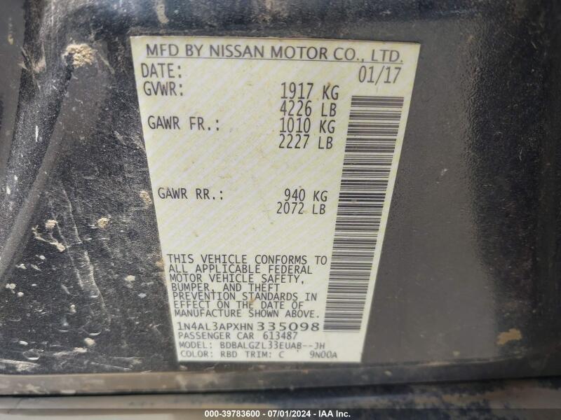 2017 NISSAN ALTIMA 2.5 S - 1N4AL3APXHN335098 | SeoVin.biz