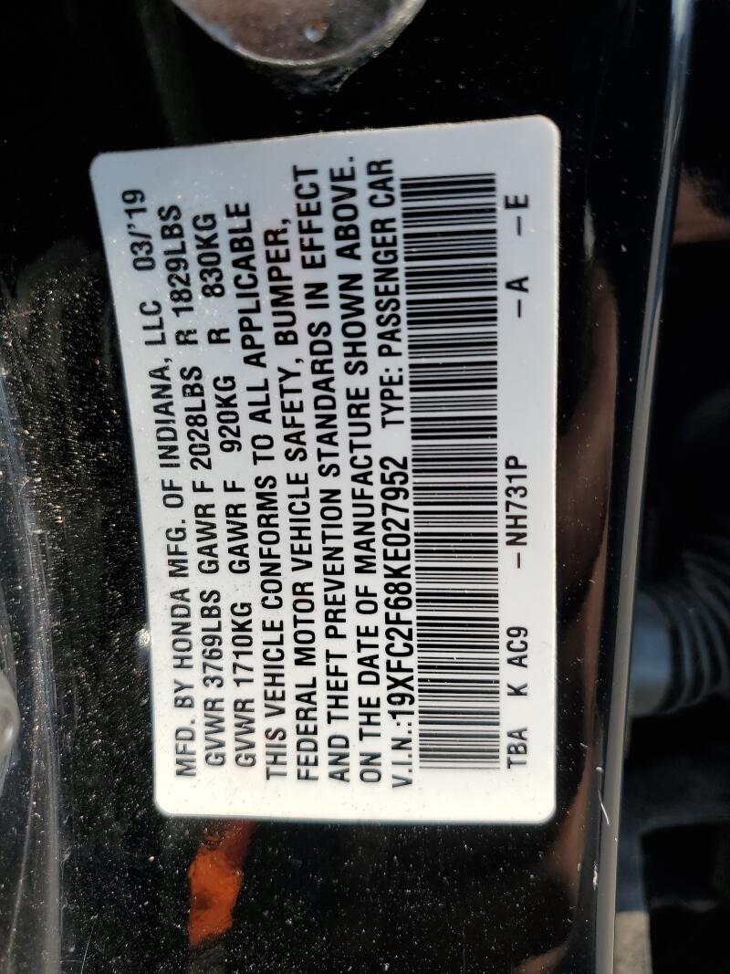 2019 HONDA CIVIC LX - 19XFC2F68KE027952 | SeoVin.biz