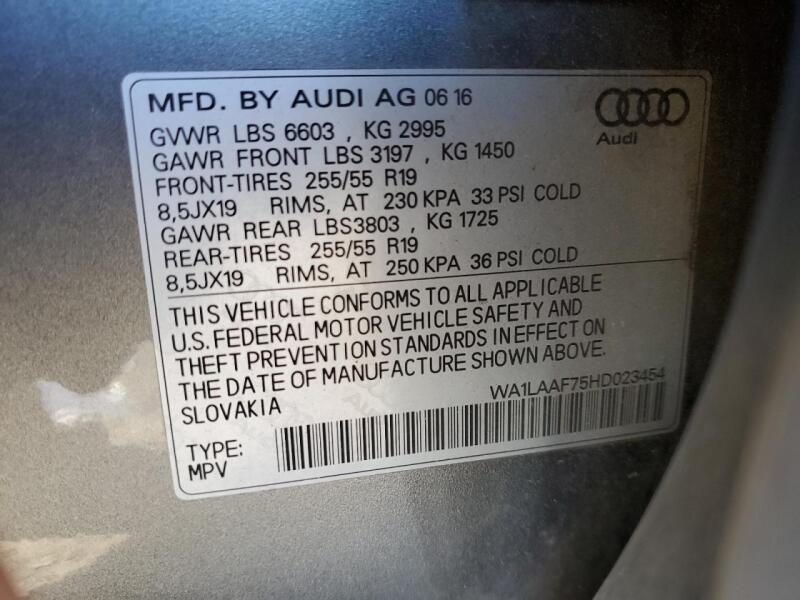 2017 AUDI Q7 PREMIUM PLUS - WA1LAAF75HD023454 | SeoVin.biz