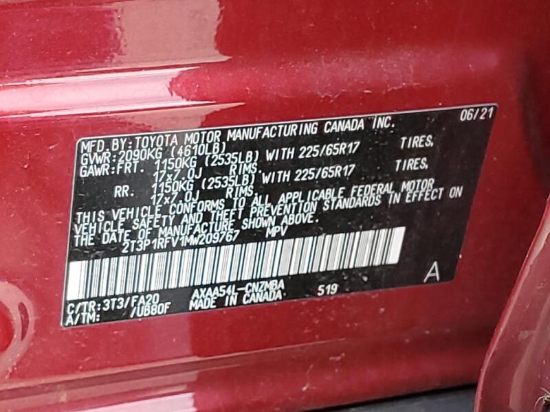 2021 TOYOTA RAV4 XLE - 2T3P1RFV1MW209767 | SeoVin.biz