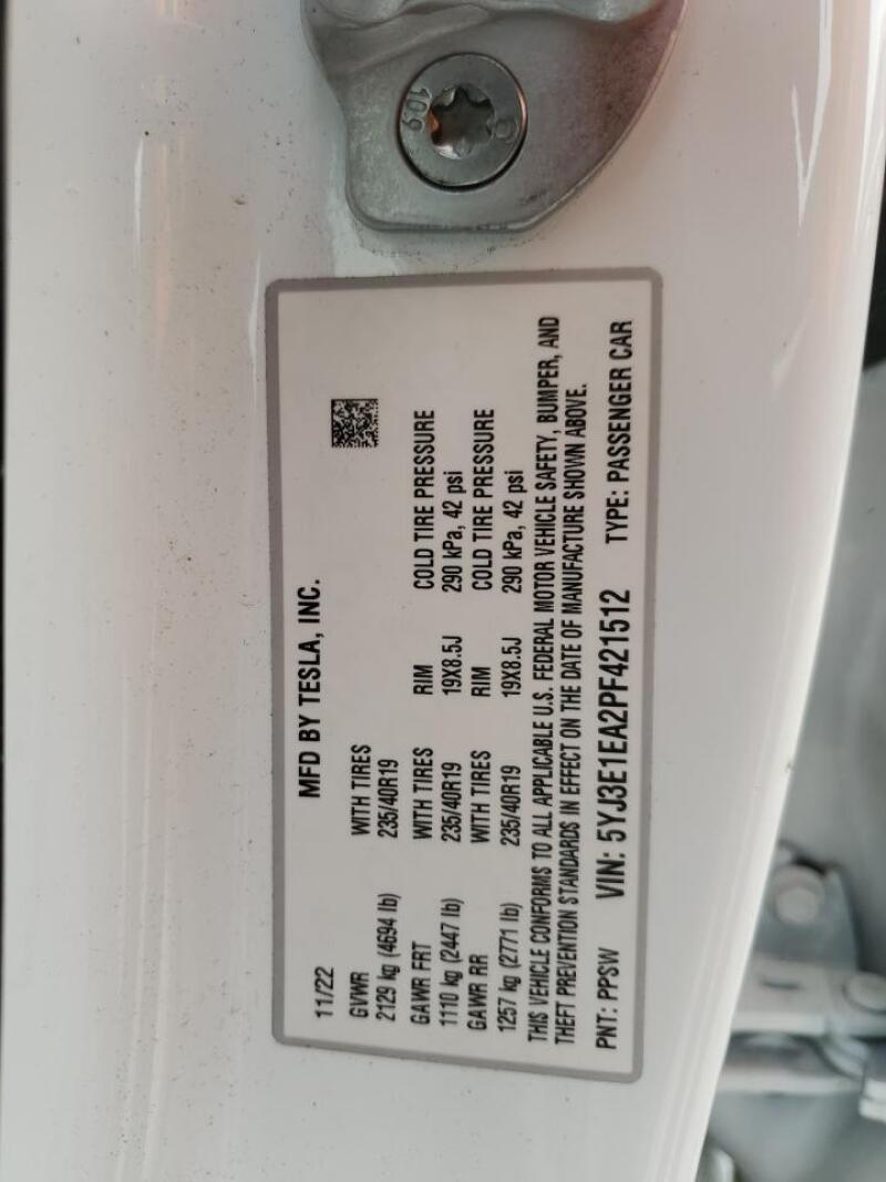 2023 TESLA MODEL 3 - 5YJ3E1EA2PF421512 | SeoVin.biz