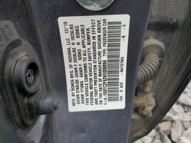 2019 HONDA CIVIC LX - 19XFC2F62KE008894 | SeoVin.biz