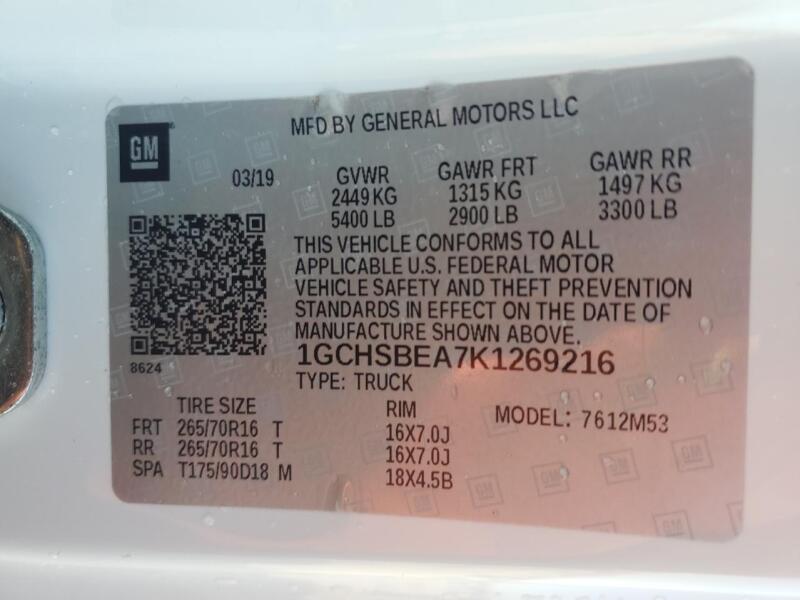 2019 CHEVROLET COLORADO - 1GCHSBEA7K1269216 | SeoVin.biz