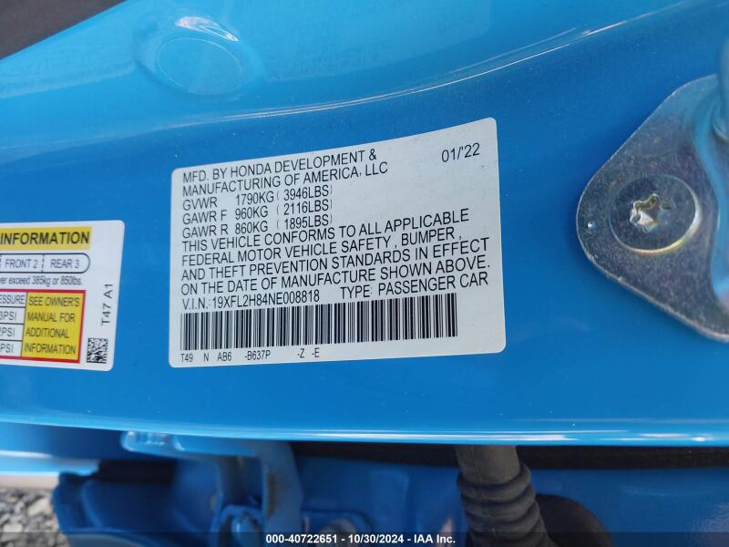2022 HONDA CIVIC SPORT - 19XFL2H84NE008818 | SeoVin.biz