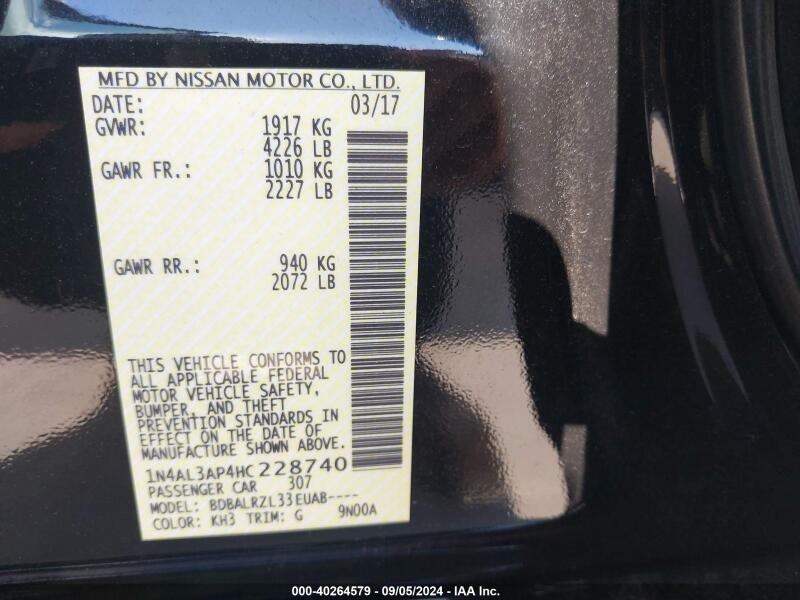 2017 NISSAN ALTIMA 2.5 SL - 1N4AL3AP4HC228740 | SeoVin.biz