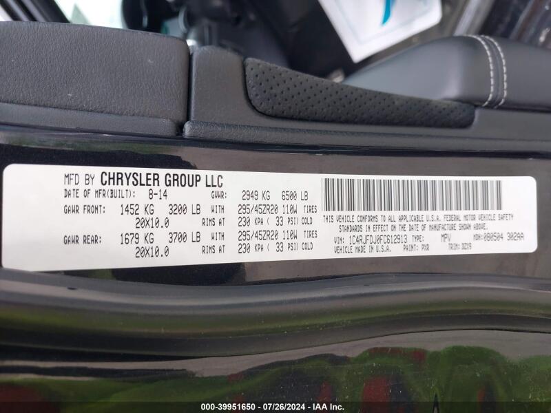 2015 JEEP GRAND CHEROKEE SRT - 1C4RJFDJ0FC612913 | SeoVin.biz