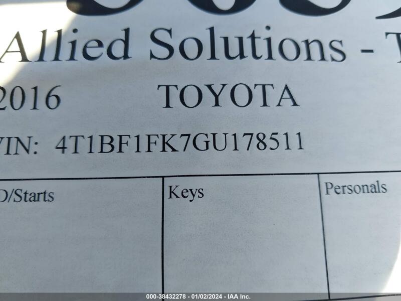 2016 TOYOTA CAMRY SE - 4T1BF1FK7GU178511 | SeoVin.biz