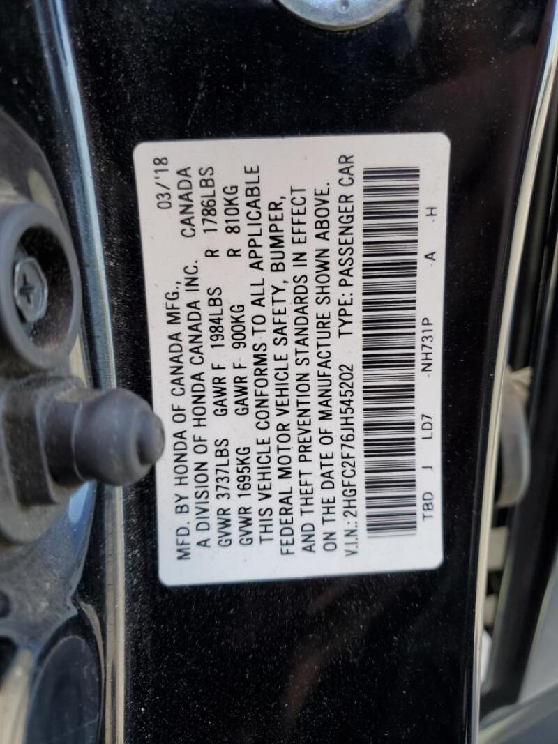 2018 HONDA CIVIC EX - 2HGFC2F76JH545202 | SeoVin.biz