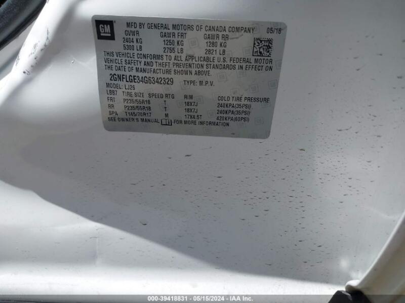 2016 CHEVROLET EQUINOX LTZ - 2GNFLGE34G6342329 | SeoVin.biz