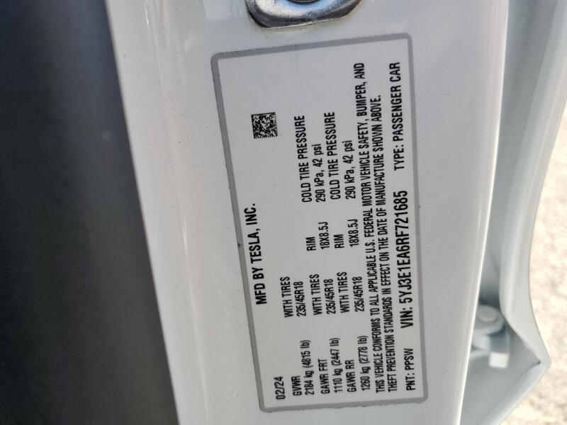 2024 TESLA MODEL 3 - 5YJ3E1EA6RF721685 | SeoVin.biz