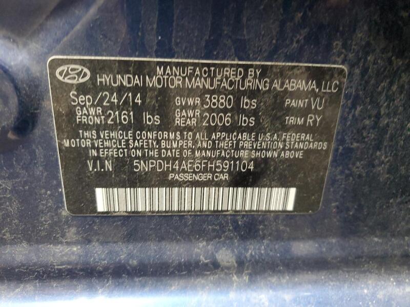 2015 HYUNDAI ELANTRA SE - 5NPDH4AE6FH591104 | SeoVin.biz
