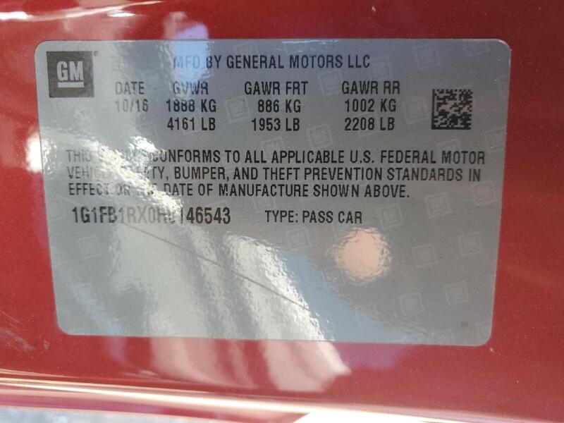 2017 CHEVROLET CAMARO LT - 1G1FB1RX0H0146543 | SeoVin.biz