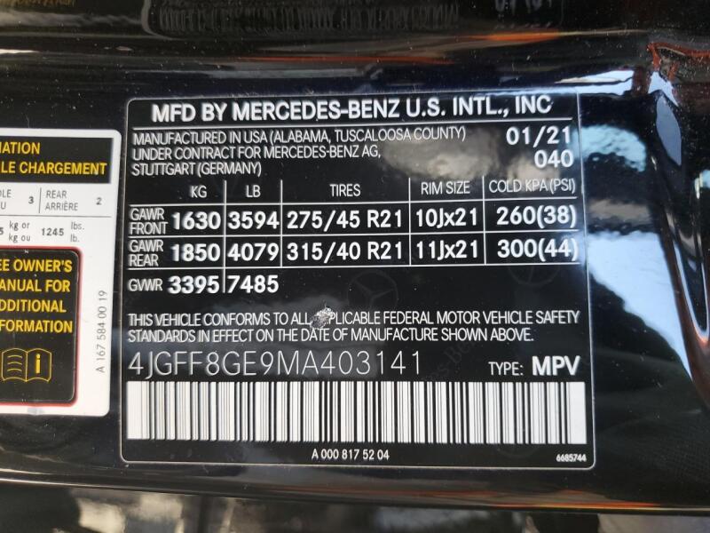 2021 MERCEDES-BENZ GLS 580 4MATIC - 4JGFF8GE9MA403141 | SeoVin.biz