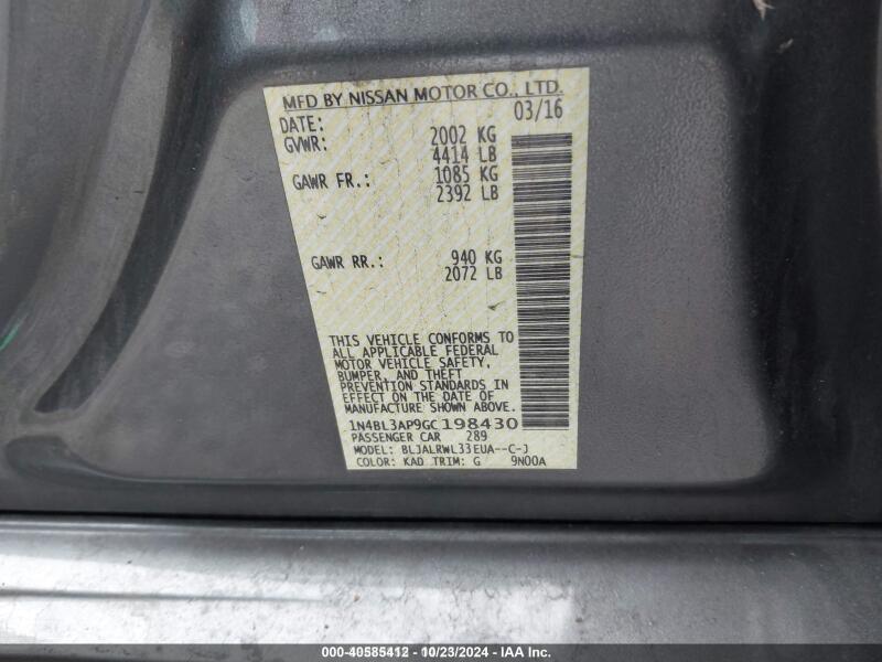 2016 NISSAN ALTIMA 3.5 SL - 1N4BL3AP9GC198430 | SeoVin.biz
