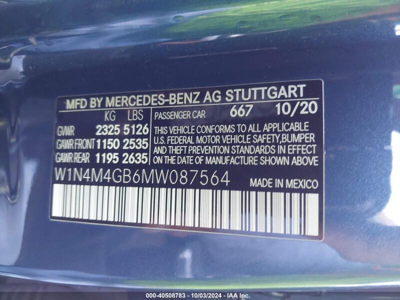 2021 MERCEDES-BENZ GLB 250 - W1N4M4GB6MW087564 | SeoVin.biz