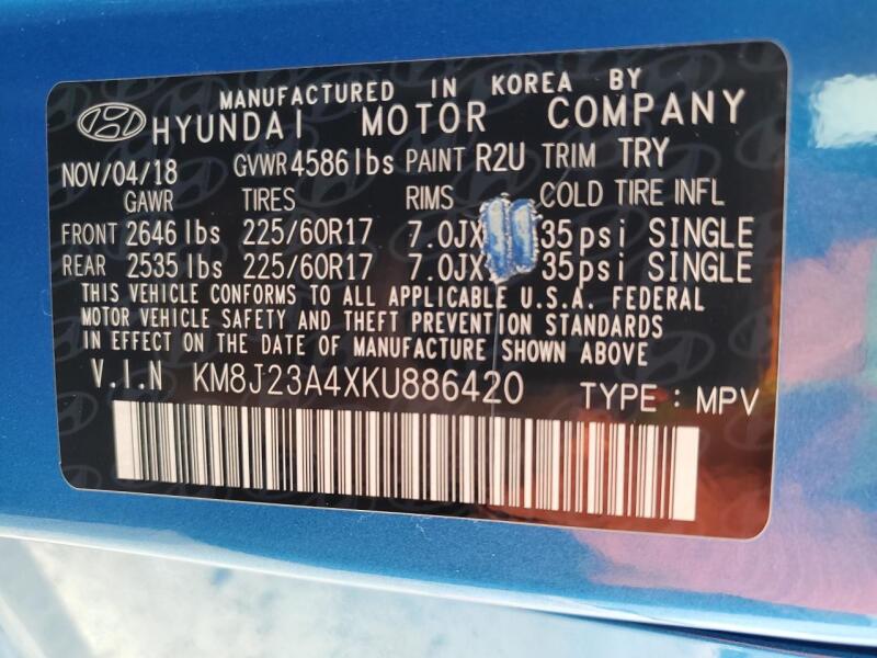 2019 HYUNDAI TUCSON SE - KM8J23A4XKU886420 | SeoVin.biz