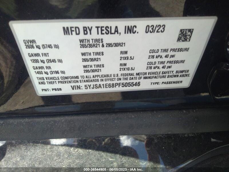 2023 TESLA MODEL S PLAID TRI MOTOR ALL-WHEEL DRIVE - 5YJSA1E68PF505546 | SeoVin.biz