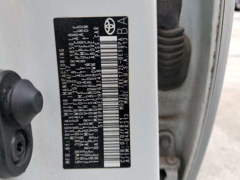 2017 TOYOTA COROLLA LE - 5YFBPRHE2HP687458 | SeoVin.biz