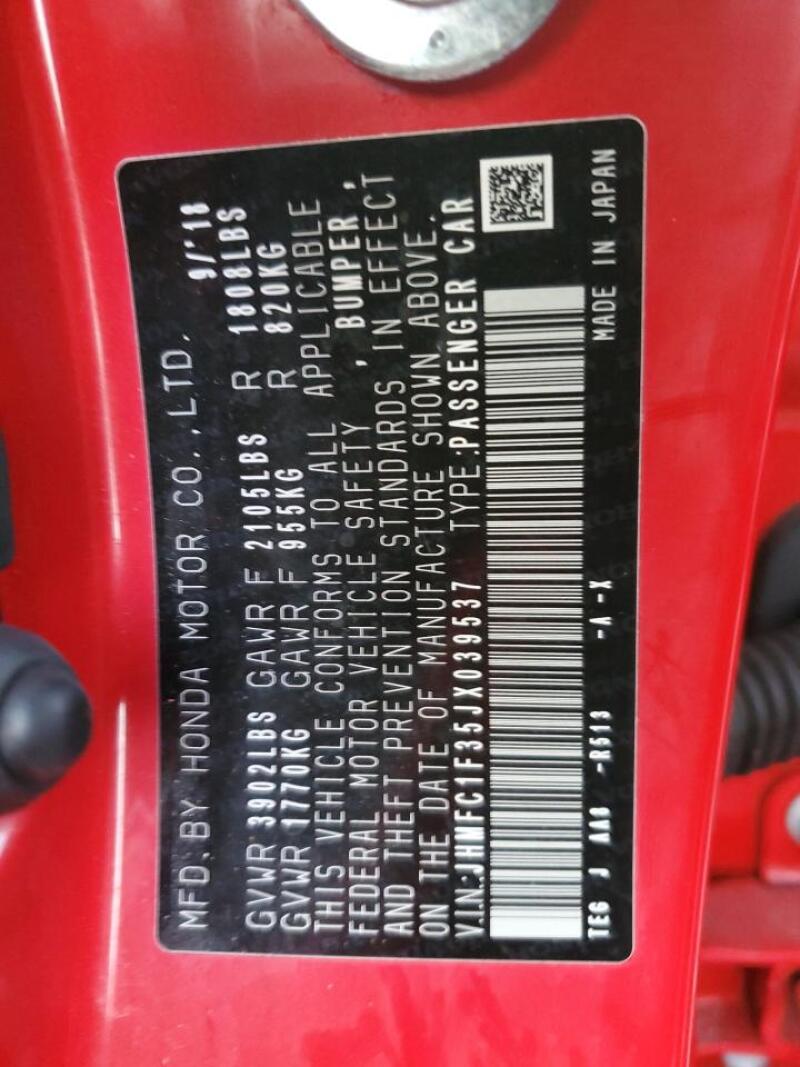 2018 HONDA CIVIC EX - JHMFC1F35JX039537 | SeoVin.biz
